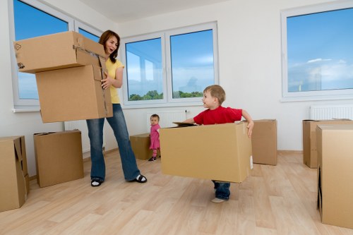 Satisfied customers organizing their belongings at Barnes Storage.